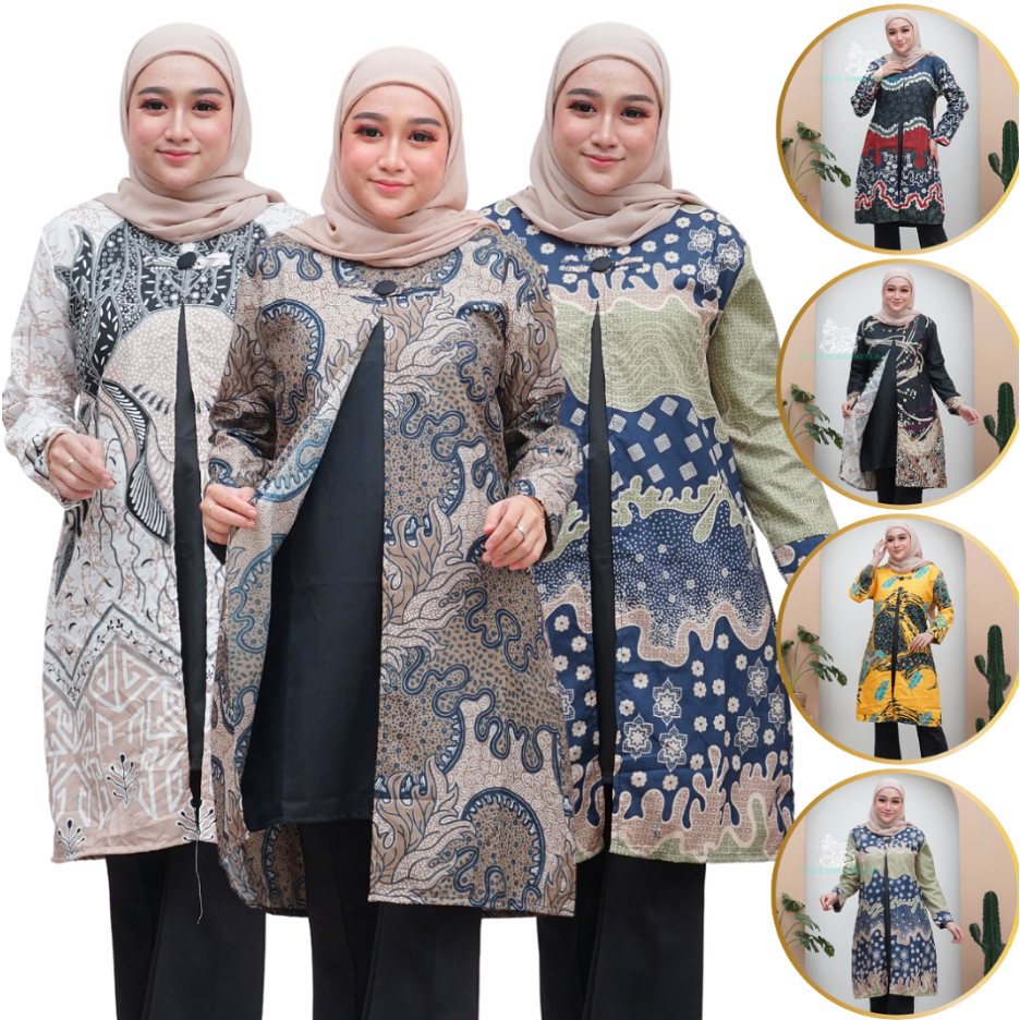 Tunik Batik Wanita Modern Motif Terbaru Seragam Guru Kantor Terlaris
