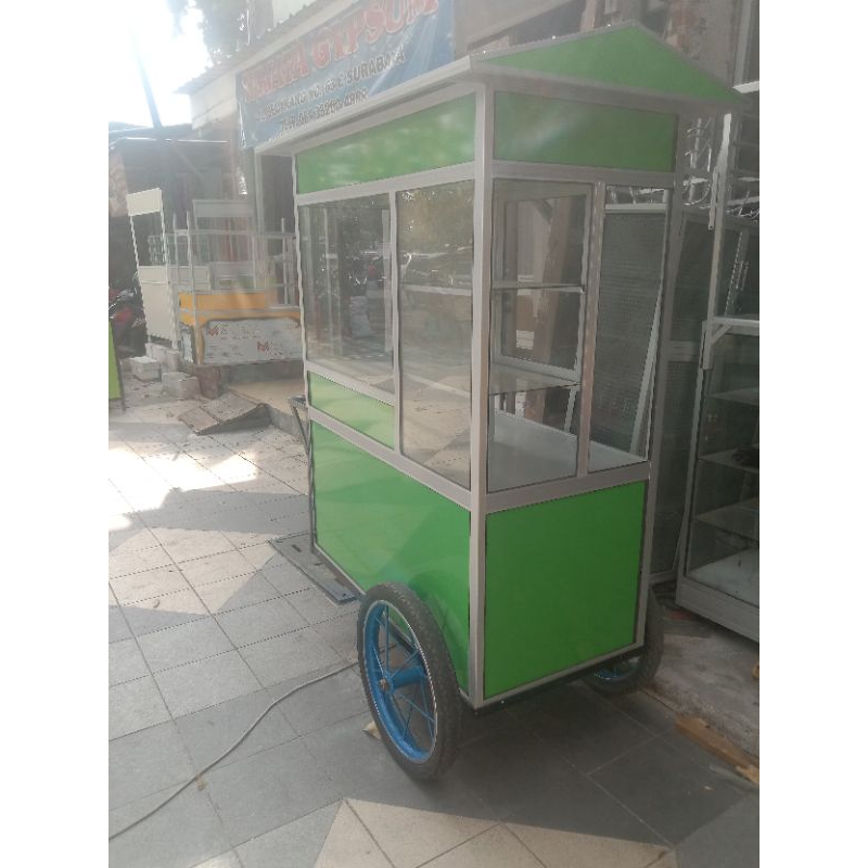 gerobak rombong alumunium dorong anti karat roda 3