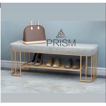 Sofa bench storage bangku besi minimalis gold rak sepatu kursi