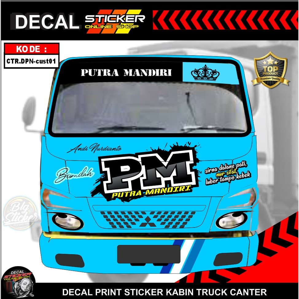 STIKER KABIN DEPAN KAP + GRIL + BEMPER TRUCK CANTER RAGASA DECAL PRINT VARIASI