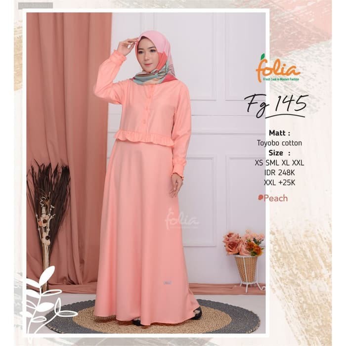SALE || GAMIS TERBARU || FOLIA FG 145 PEACH|| SIAP KIRIM