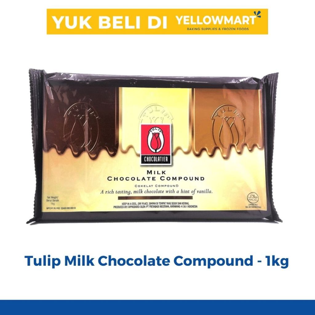 

Tulip Milk Chocolate Compound 1kg - Cokelat Susu Batangan