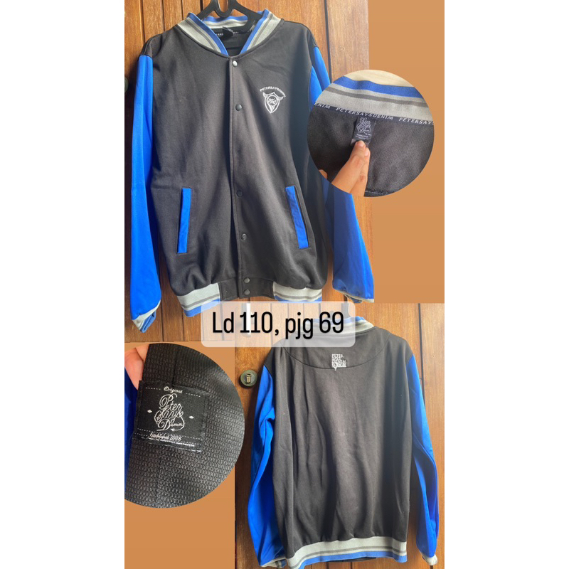 PSD PETER SAYS DENIM jaket varsity pria wanita hitam biru