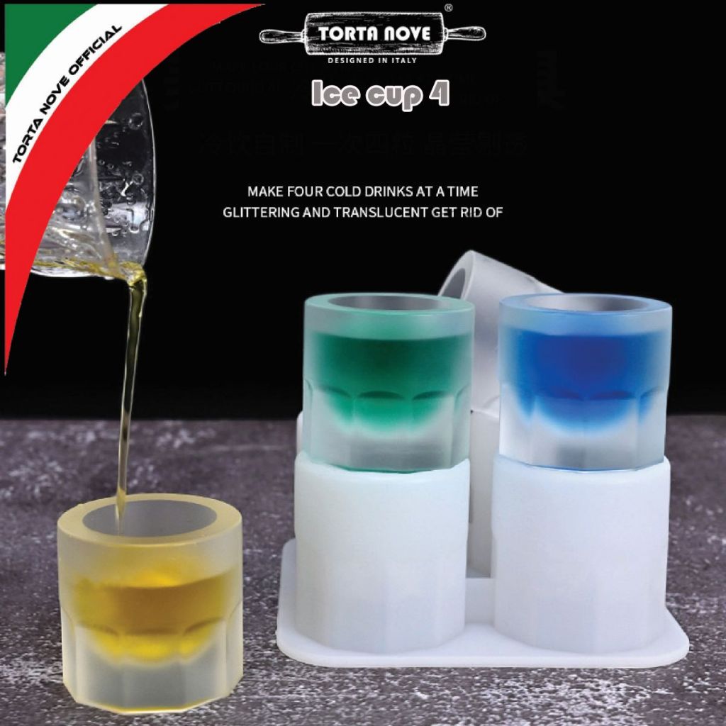 Cetakan es batu bolong tengah silikon bentuk gelas silicone bulat Cetakan coklat cup ice 4