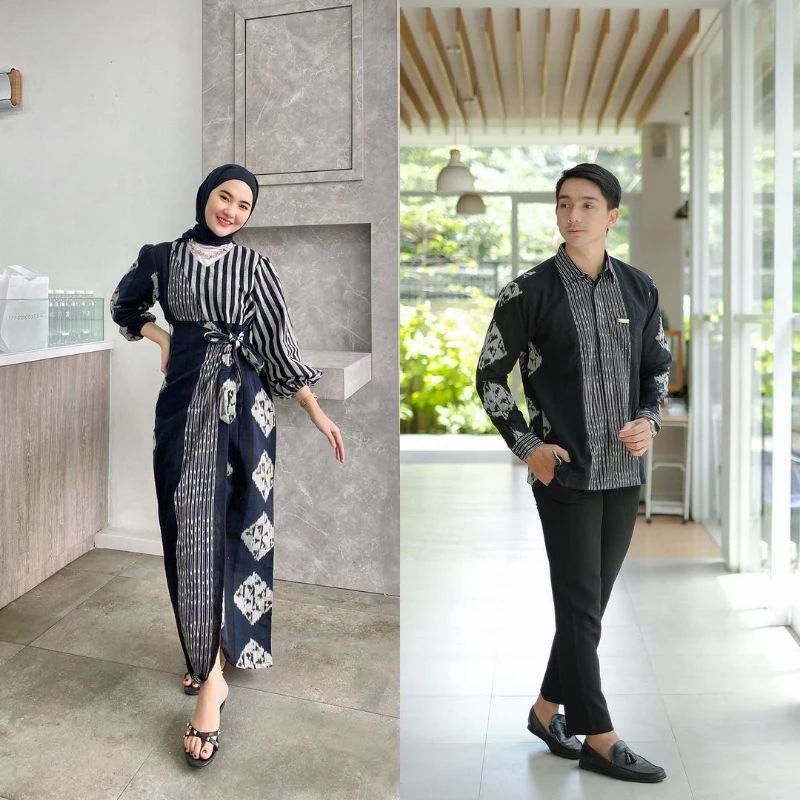 MARLINE DRESS TENUN COUPLE - set couple prewedding - couple tenun - dress kondangan - kemeja tenun -