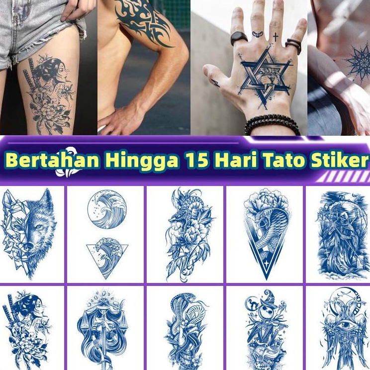 Sale 【COD】 Stiker Tato Semi Permanen Tato Temporer Tahan Lama 15 Hari Tato Waterproof 11cm*18cm Tato