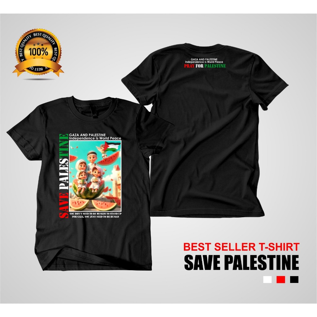Kaos SAVE PALESTINE Pria & Wanita Dewasa Kaos Cotton Premium