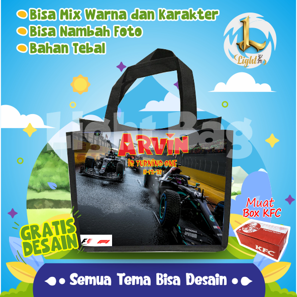 

TAS SOUVENIR ULTAH MOBIL F1 CUSTOM / TAS SOUVENIR PREMIUM / GRATIS DESAIN / BONUS FOTO ANAK / GOODIE BAG CUTE MOBIL F1 / TAS ULANG TAHUN MOBIL F1 / TAS ULTAH CUSTOM / TAS SOUVENIR 2 HARI JADI / TAS ULTAH / TAS ULANG TAHUN / BISA TAMBAH FOTO ANAK