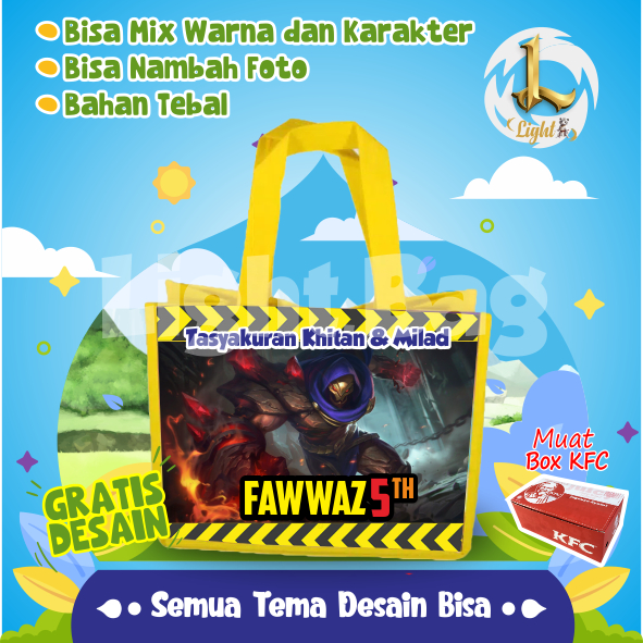 

TAS SOUVENIR ULTAH MOBILE LEGEND CUSTOM / TAS SOUVENIR PREMIUM / GRATIS DESAIN / BONUS FOTO ANAK / GOODIE BAG CUTE MOBILE LEGEND / TAS ULANG TAHUN MOBILE LEGEND / TAS ULTAH CUSTOM / TAS SOUVENIR 2 HARI JADI / TAS ULTAH / TAS ULANG TAHUN / BISA TAMBAH FOTO