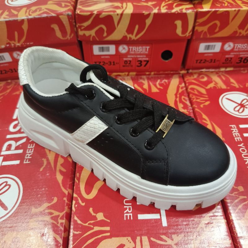 SEPATU SNEAKERS KEKINIAN ORIGINAL TRISET SEPATU WANITA SNEAKERS TALI HITAM DAN PUTIH || SNEAKERS WAN