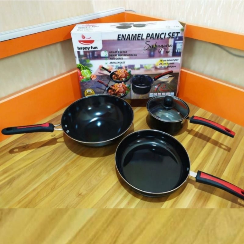 panci set enamel HF-318 ( HAPPY FUN )
