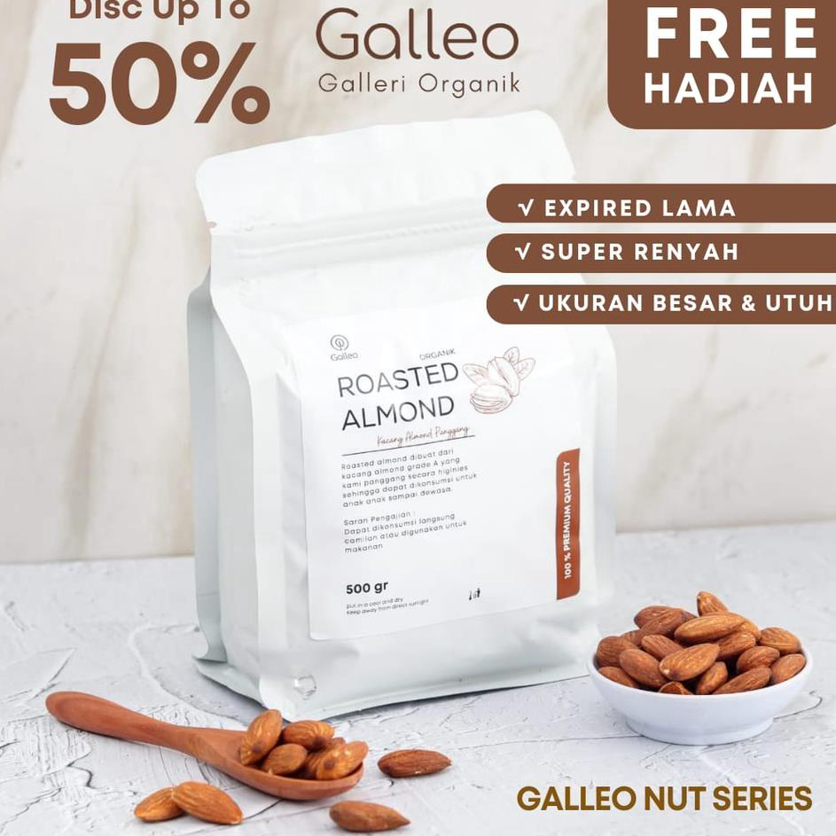 

Model Terkini KACANG ALMOND PANGGANG 500 GR / ROASTED ALMOND GALLEO Ready stock