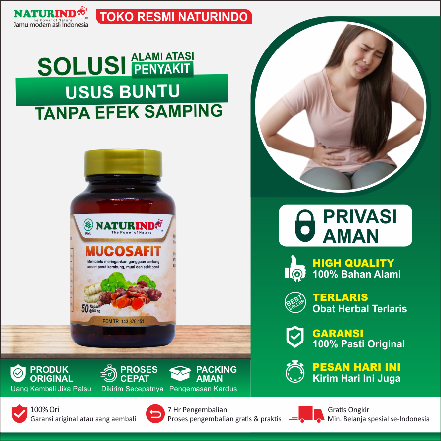 MUCOSAFIT OBAT USUS BUNTU RADANG USUS BUNTU HERBAL SAKIT USUS BUNTU TANPA OPERASI HERBAL NATURINDO