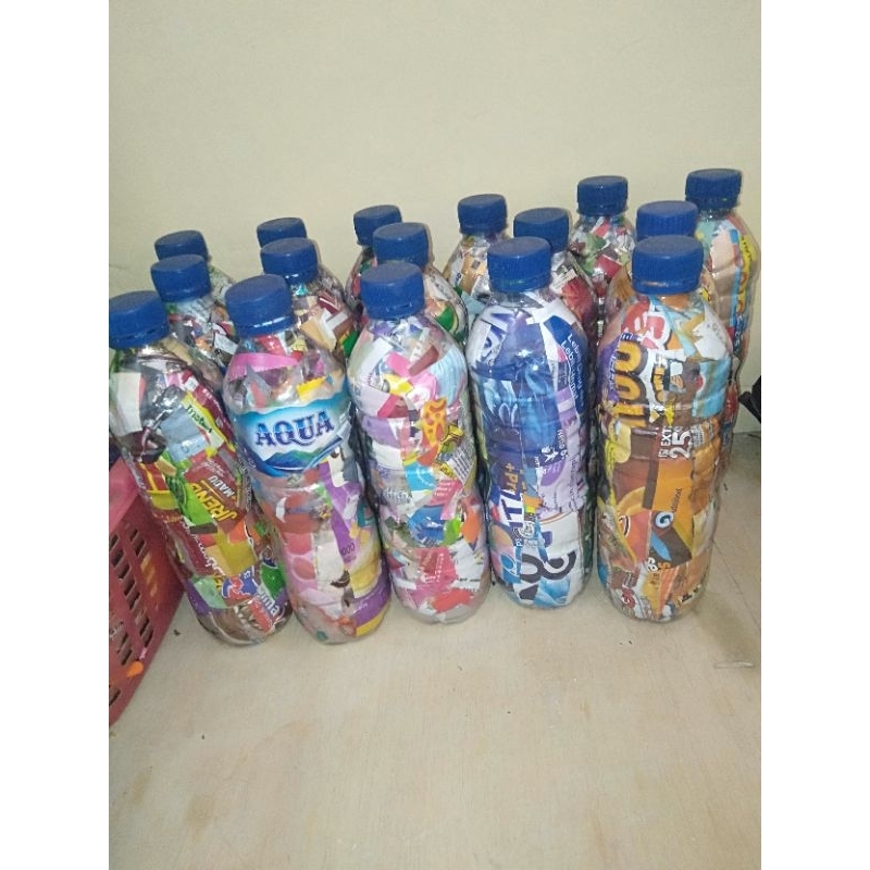 ecobrick botol Aqua ukuran 600 ml isi 200 gram +