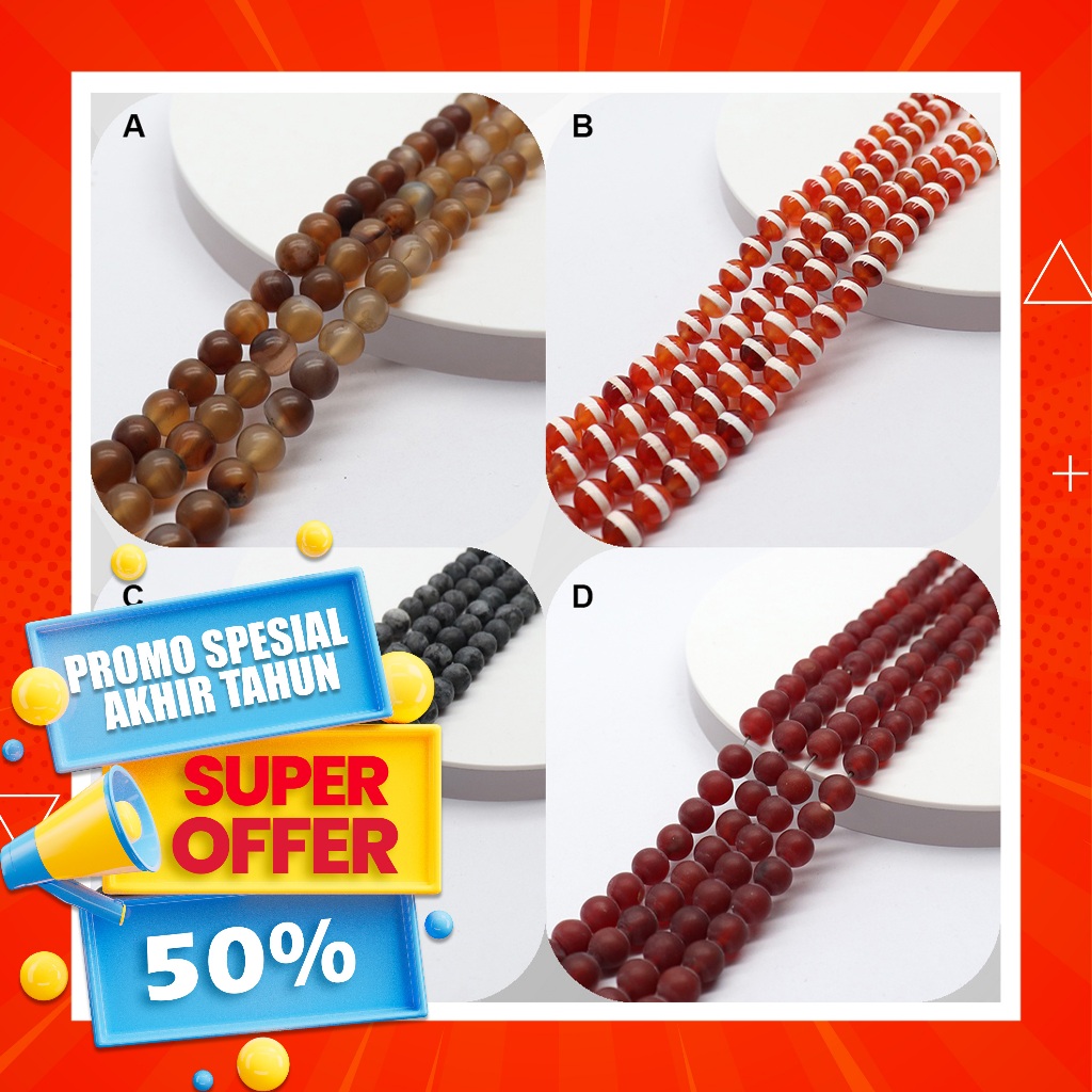 Promo manik manik gelang 8mm / batu agate / batu agate manik manik 8mm / Bahan Gelang Manik Manik Ba