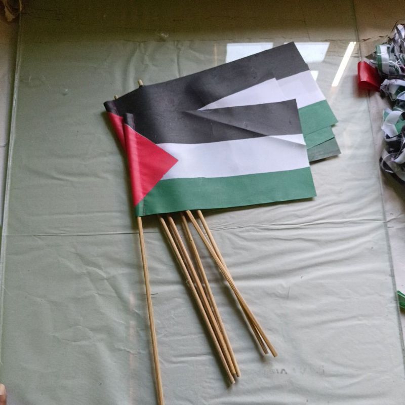 BENDERA PALESTINA MINI STIK BAMBU / BENDERA MINI FREE PALESTINE SATUAN + STIK