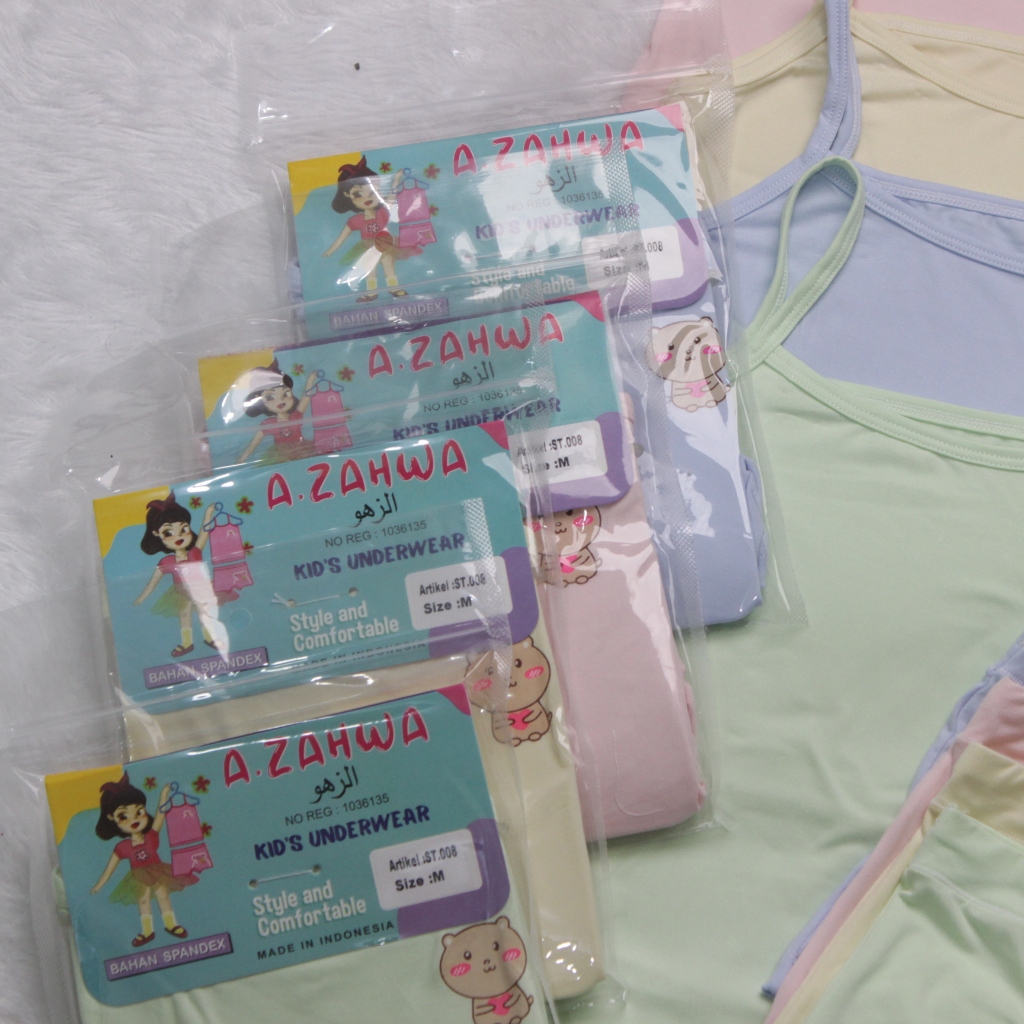 Pakaian dalam tanktop spandex anak perempuan bear A zahwa ST 008 - kids underwear - kaos singlet ST 008 (1set)