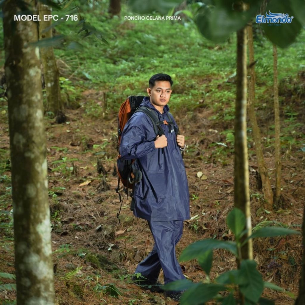 JAS HUJAN Ponco Lengan dan Celana Elmondo Prima 716 biru cream coklat hijau army || Jas Hujan Dewasa