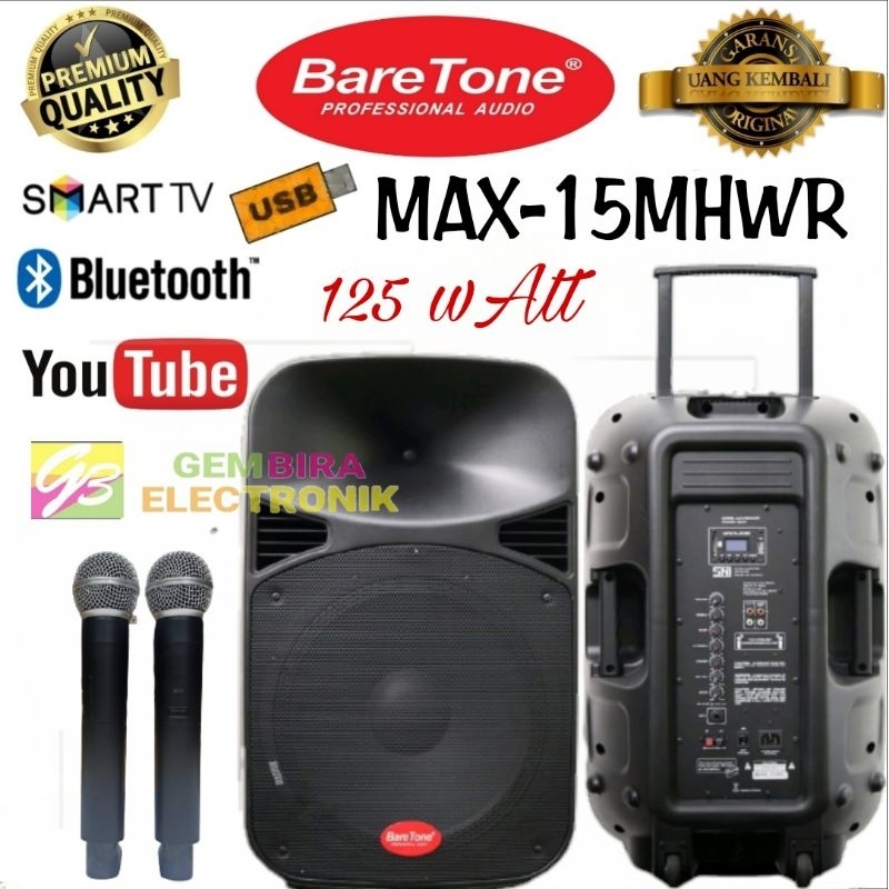 Speaker Aktif Baretone 15 MHWR bluetooth speaker Baretone 15 inch Original Free Stand
