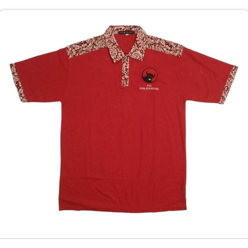 KAOS POLO TSHIRT BATIK PARTAI PDI PERJUANGAN PREMIUM BORDIR
