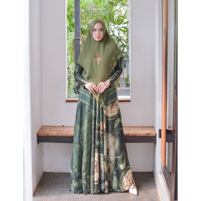 rabella set by allawiyah syari gamis ceruty motif busui set khimar polos branded premium