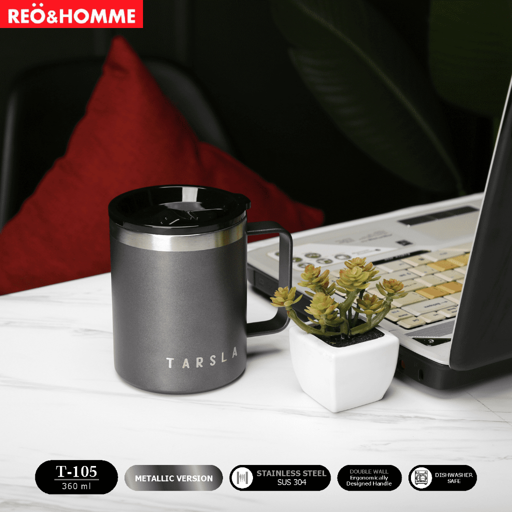 Reo&Homme Mug Gelas Kopi Teh Stainless Tahan Panas Dengan Takaran di dalam 500ml Mug Office Coffe Cu