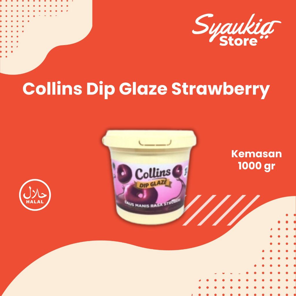 

Collins Dip Glaze Stroberi 1 KG - Collin Saus Manis Rasa Strawberry Collins Dip Glaze 1 KG