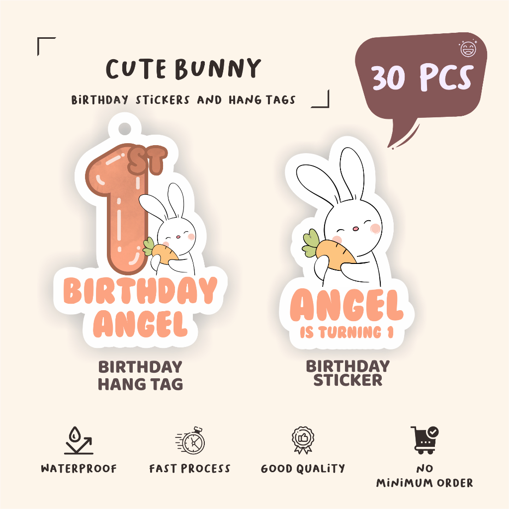 

(30pcs)murah cetak label hang tag CUTE BUNNY /lucu cetak hang tag ulang tahun/label stiker diecut/murah/label ulang tahun/suvemir ultah/stiker diecut/hangtag diecut