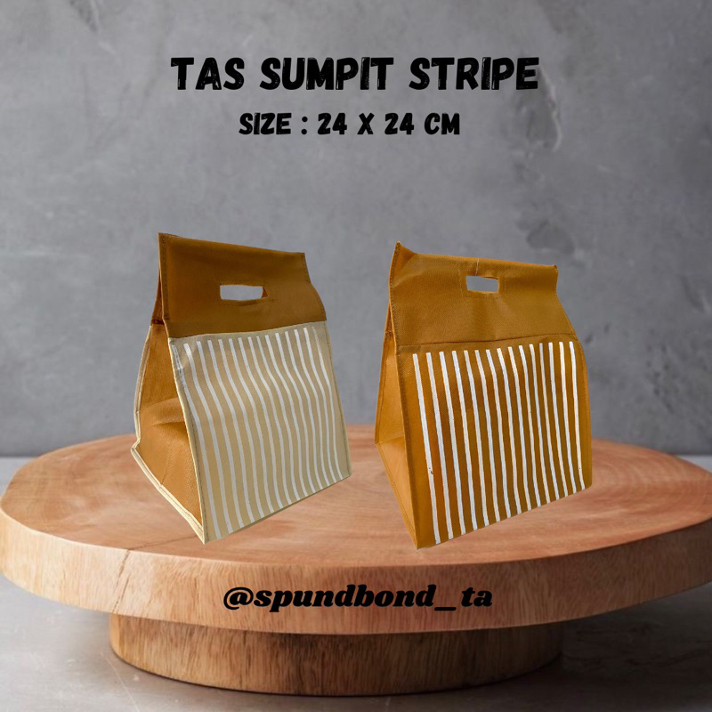 

Tas Souvenir , Hajatan Spunbond Sumpit Stripe 24 [[ 1 LUSIN = 12 PCS ]]