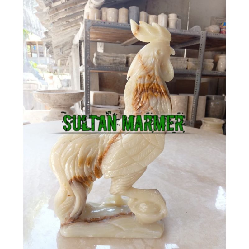 Patung Ayam Jago Batu Onix Lampung
