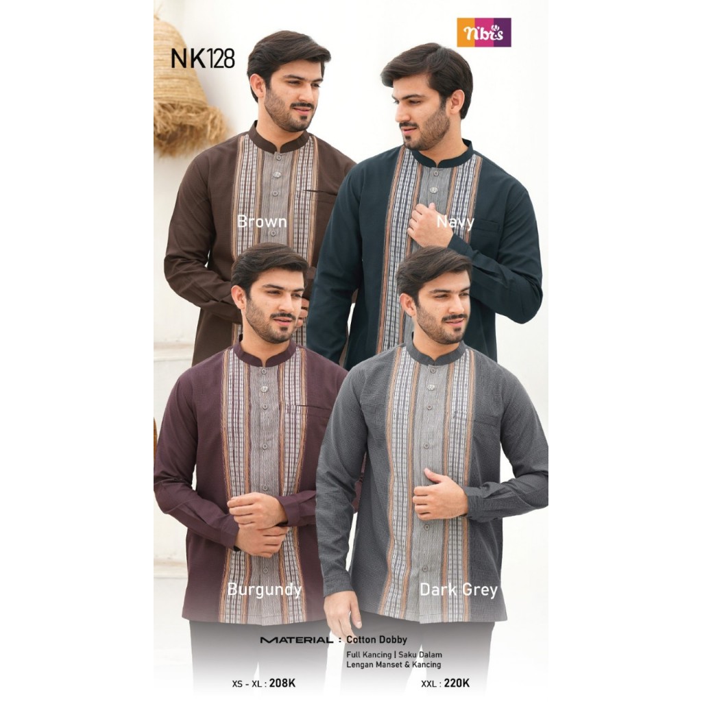 [ SALE ] TERBARU NIBRAS KOKO PREMIUM NBRS NK 128 BROWN BURGUNDY DARK GREY NAVY JUMBO XS - XXL LENGAN
