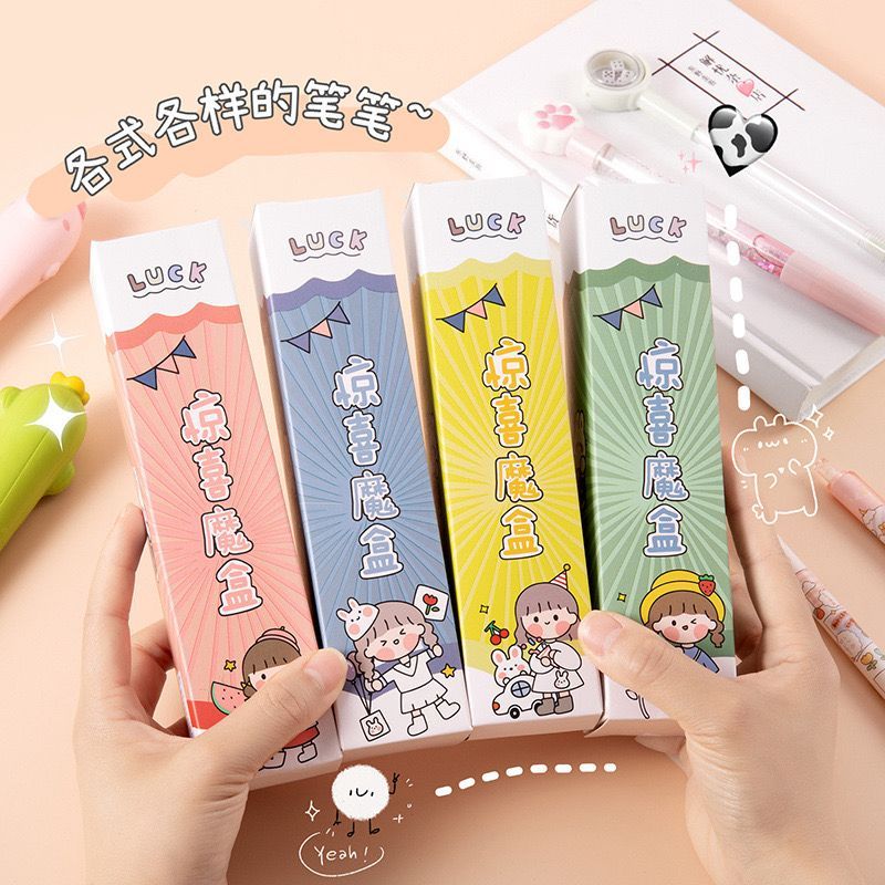 

[randomstuff] Lucky Box Pulpen Aesthetic Random Alat Tulis Pena Pencet Pena Puffy Isi Refill Pena Hadiah Korean Style