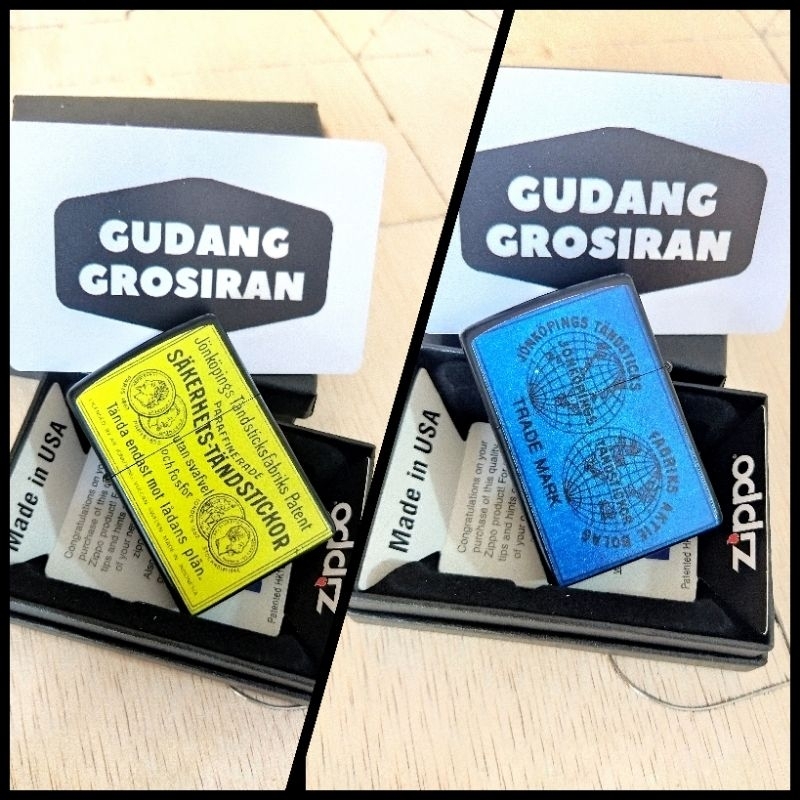 Korek api Zippo Matte Black UV print Motif Kotak korek api Jadul