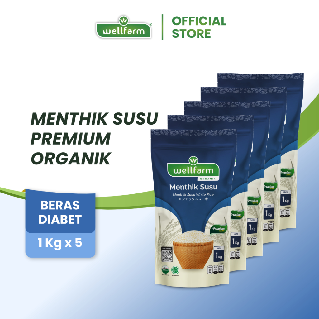 

WellFarm Beras Menthik Susu Organik | Beras Mentik Susu Organik Wangi Super Pulen 5Kg