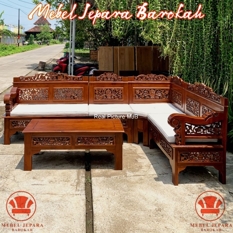 Set Meja dan Kursi Tamu Kayu Jati Ukir Minimalis Set Meja Kursi Santai Keluarga