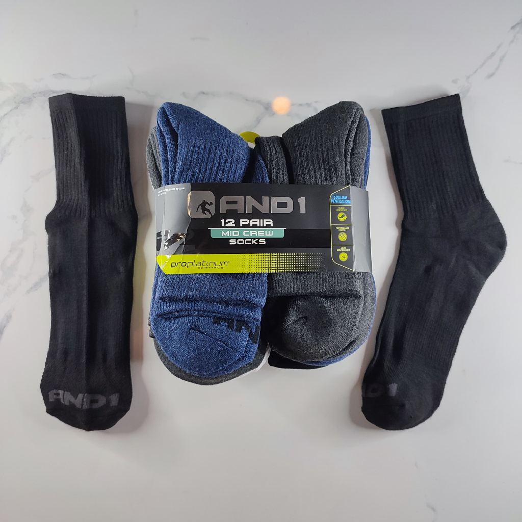 Kaos Kaki Olahraga Basket Mid Crew And1 And 1 Proplatinum Tebal