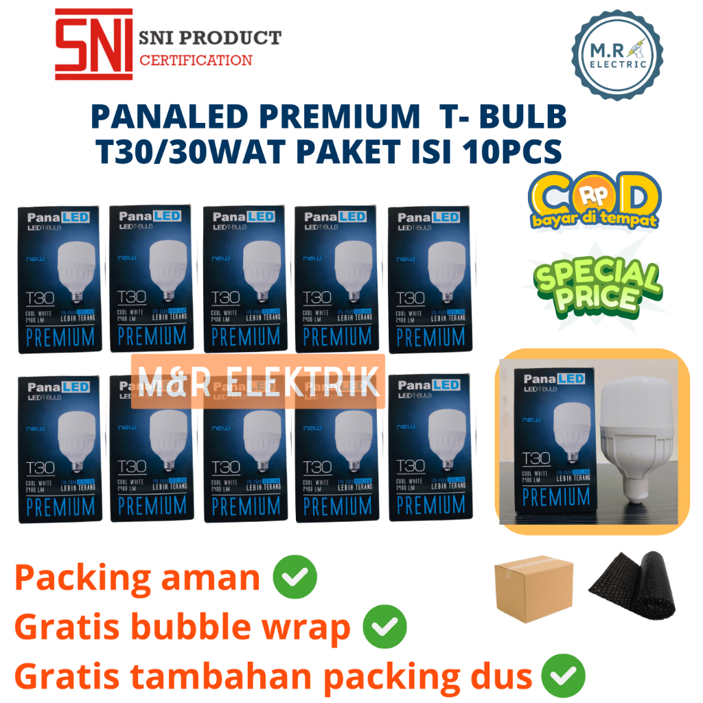 LAMPU LED 30 WATT 10 Pcs PANALED PREMIUM SNI PUTIH 10 PCS - BOHLAM MURAH CAPSULE LED 10 WAT - PANALE