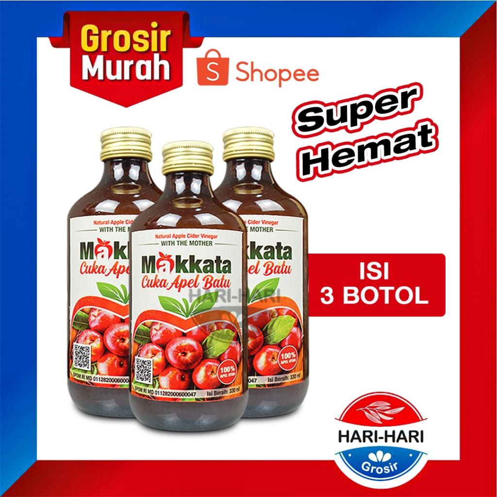 

Paket Hemat Isi 3 Botol Makkata Cuka Apel Original Untuk Kesehatan Dan Untuk Diet