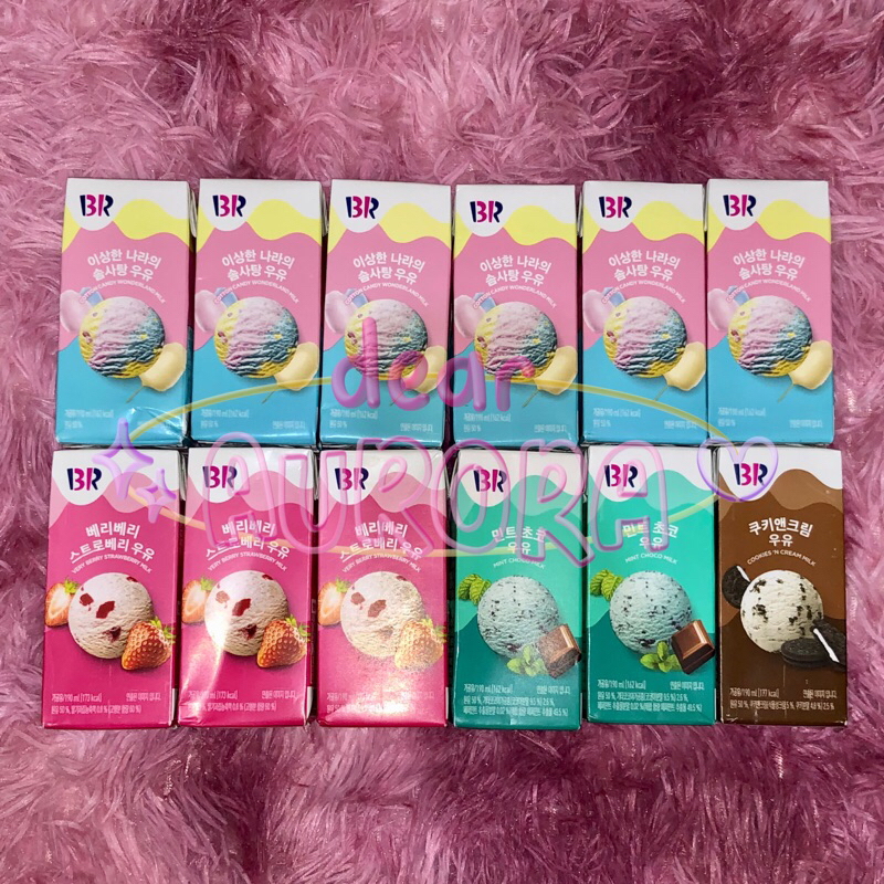 SUSU BASKIN ROBBINS | BR MILK KOREA | Susu Mint Choco Strawberry Cotton Candy Cookies n Cream