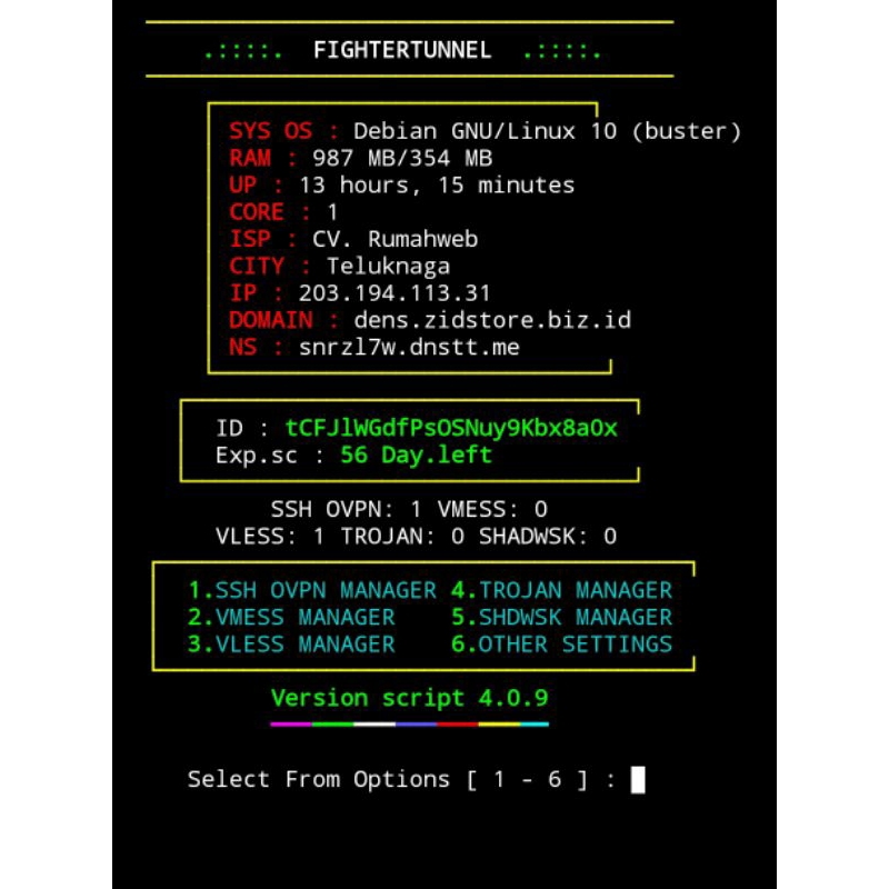 Autoscript premium - Lifetime FighterTunnel SSH WS VMESS TROJAN
