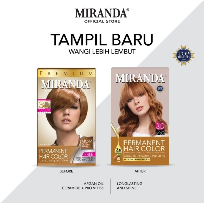 Miranda Hair Color MC - 14 Golden Brown  30 ML Cat Rambut Miranda Coklat Keemasan