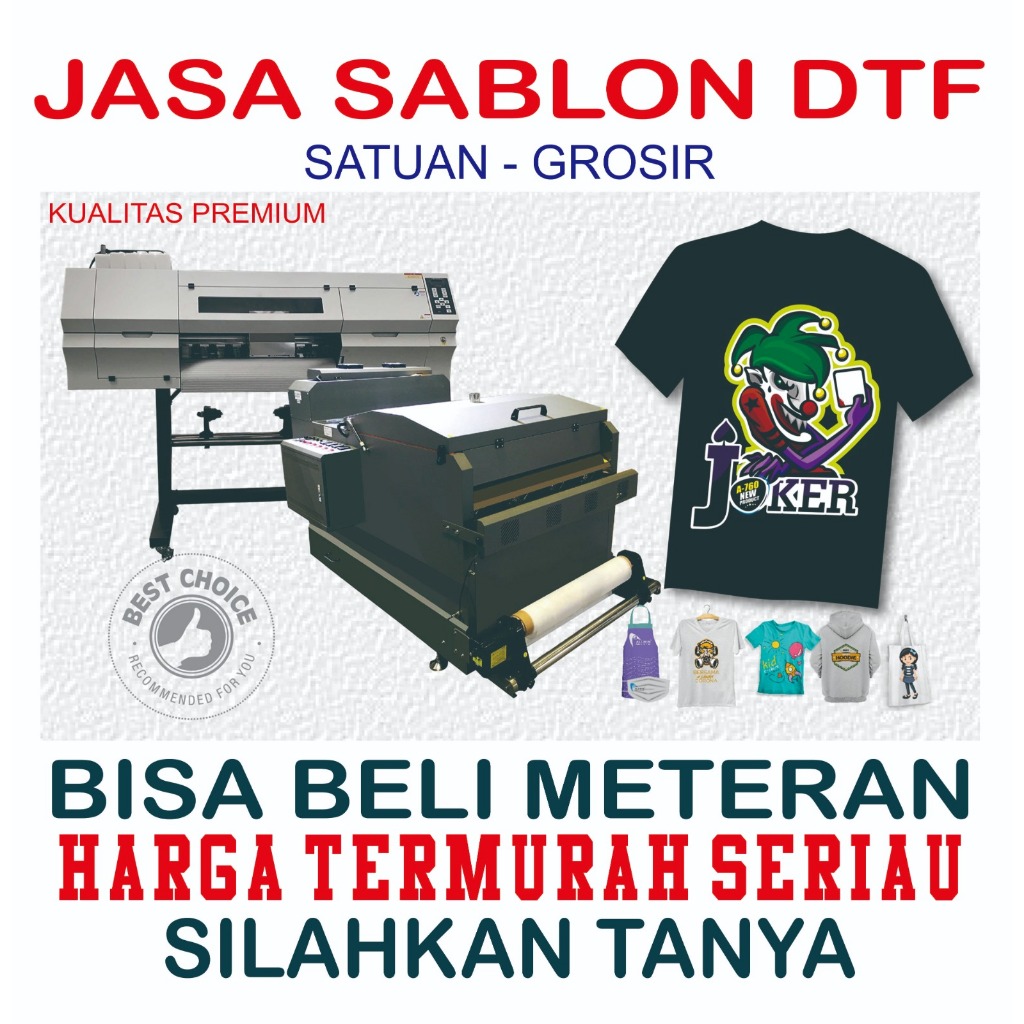 Cetak DTF / Sablon DTF / Print DTF ( Meteran ) / DTF Sablon Baju Termurah