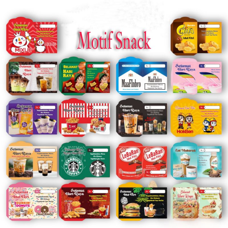

AMPLOP LEBARAN SUDAH PACK SIAP PAKAI MOTIF SNACK