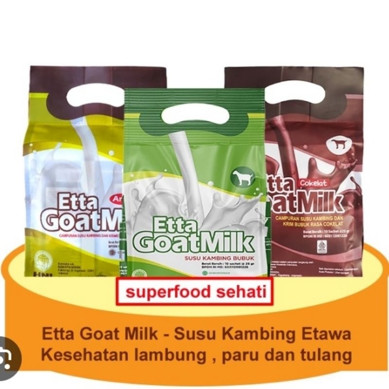 

SUSU ETTA GOAT MILK HNI HPAI isi 10 sachet