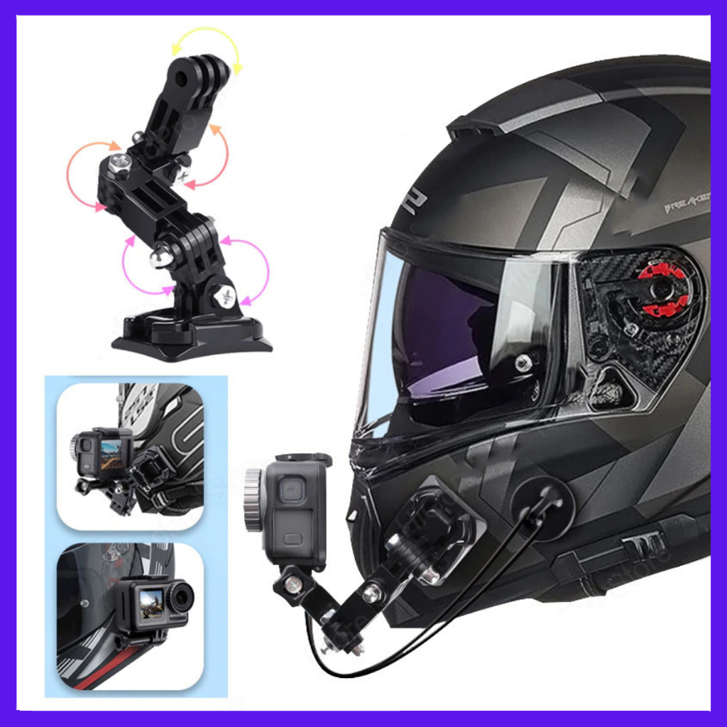 Ruigpro Mount Helm Motor Full Face for GoPro - GP20 - Black Helmet Strap Mount For Gopro Hero11 10 9 8 7 6 5 4 3 Motorcycle Yi osmo Action Sports Camera Mount Full Face Holder Accessories