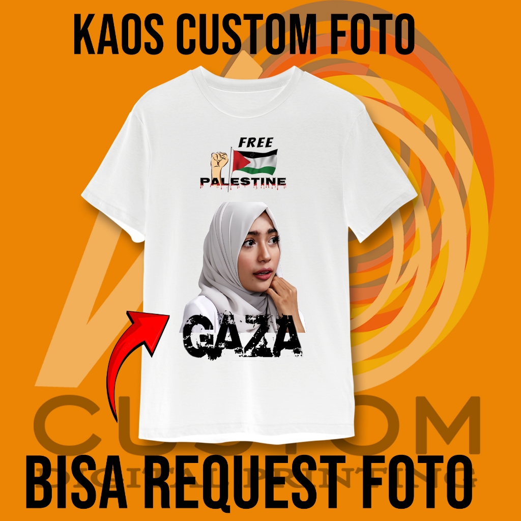 ANTCUSTOM KAOS custom gaza/bebas request gambar/save palestina/kaos fre palestine/kaos custom foto p