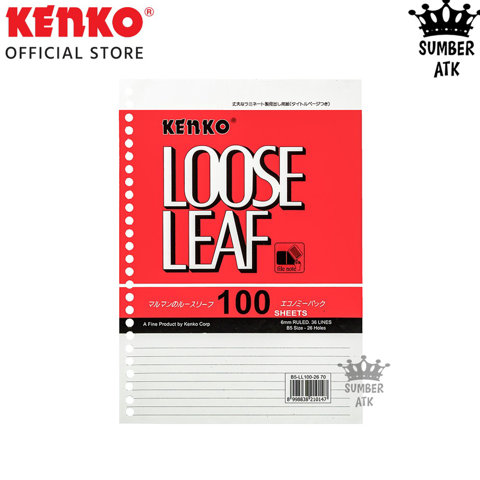 

Terkini KENKO LOOSE LEAF B5 LL 100 2670 ( 100 Sheet / 100 Lembar )