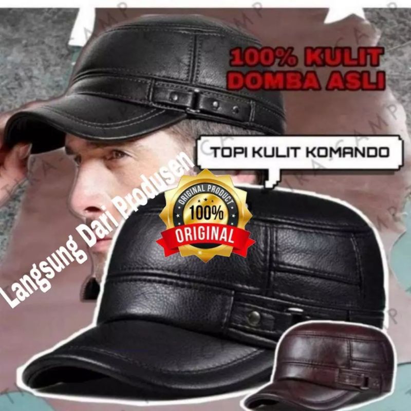 TOPI LAKEN/TOPI COMANDO/TOPI KOMANDO PRIA/TOPI KULIT ASLI/TOPI MAFIA/TOPI KULIT DEWASA/TOPI COBOYY