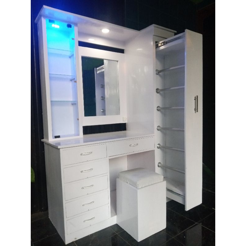 MEJA RIAS JATI SET LEMARI HIJAB / meja rias plus rak hijab minimalis kayu jati