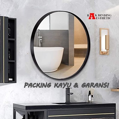 Cermin Dinding Aesthetic Bulat Lis PVC Cermin Tempel Cermin Rias Cermin Gantung Cermin Bundar Cermin